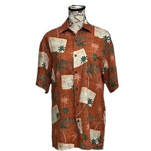 Vtg Retro Campia Moda Shirt Mens S Orange Hawaii Camp Beach Tropical Florida